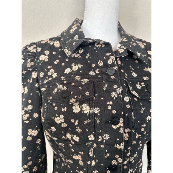 Celebrity Pink Black Flower Denim Jacket - Picture 3 of 7